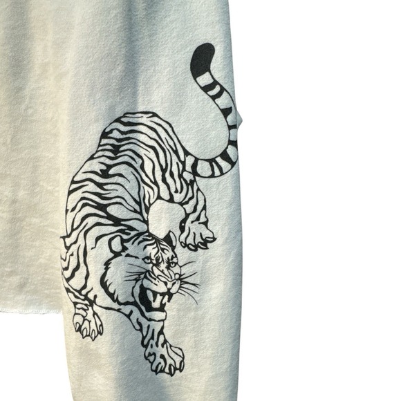 Los‎ Angeles Cropped Sweatshirt Tiger Sleeve Graphic White | Small | Preowned - Picture 5 of 7